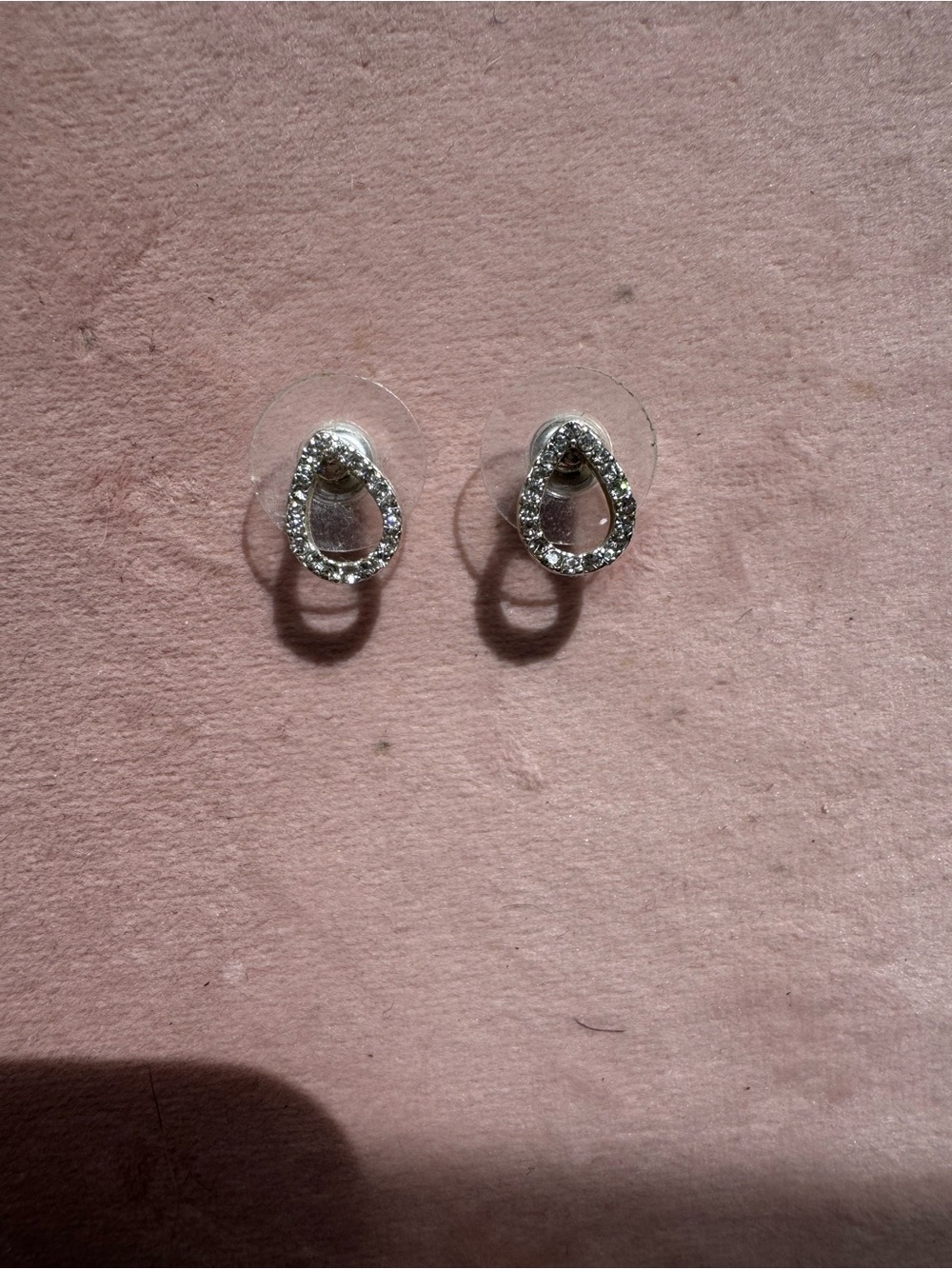 Source Unknown Silver Pave Teardrop Stud Earrings